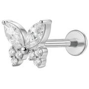 Titanium Decorative Labret - Butterfly with Cubic Zirconia