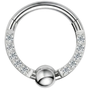 Titanium gesegmenteerde clicker met zirkonen en bal - cirkel - piercingplaneet