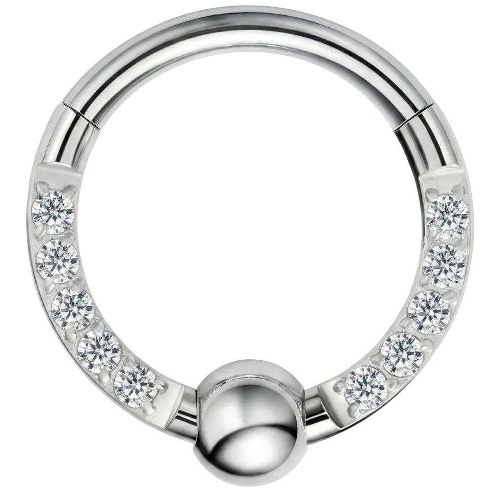 Titanium gesegmenteerde clicker met zirkonen en bal - cirkel - piercingplaneet