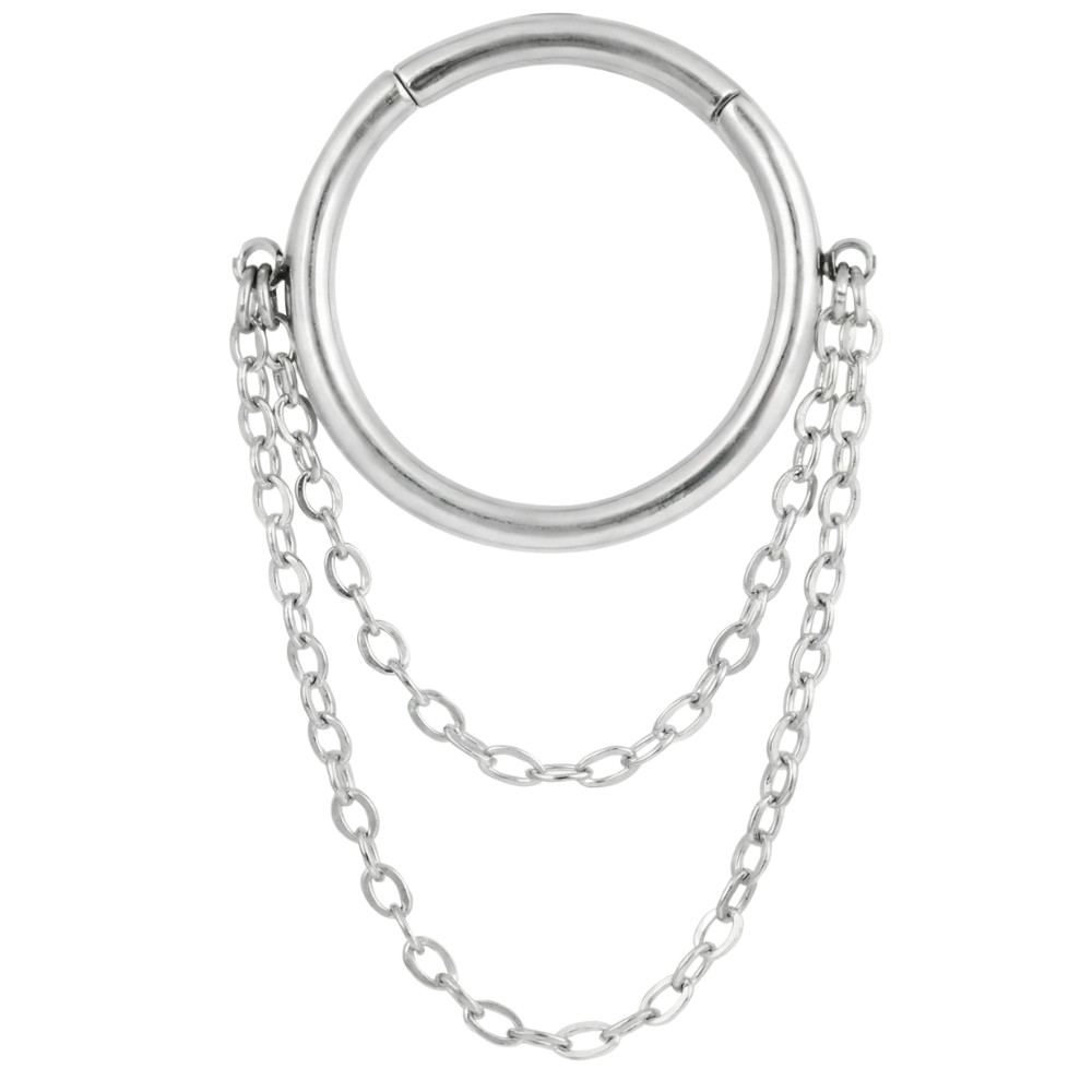 Titanium Segment Clicker Met Twee Kettingen - Cirkel