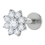 Titanium Decorative Labret - Flower with Cubic Zirconias