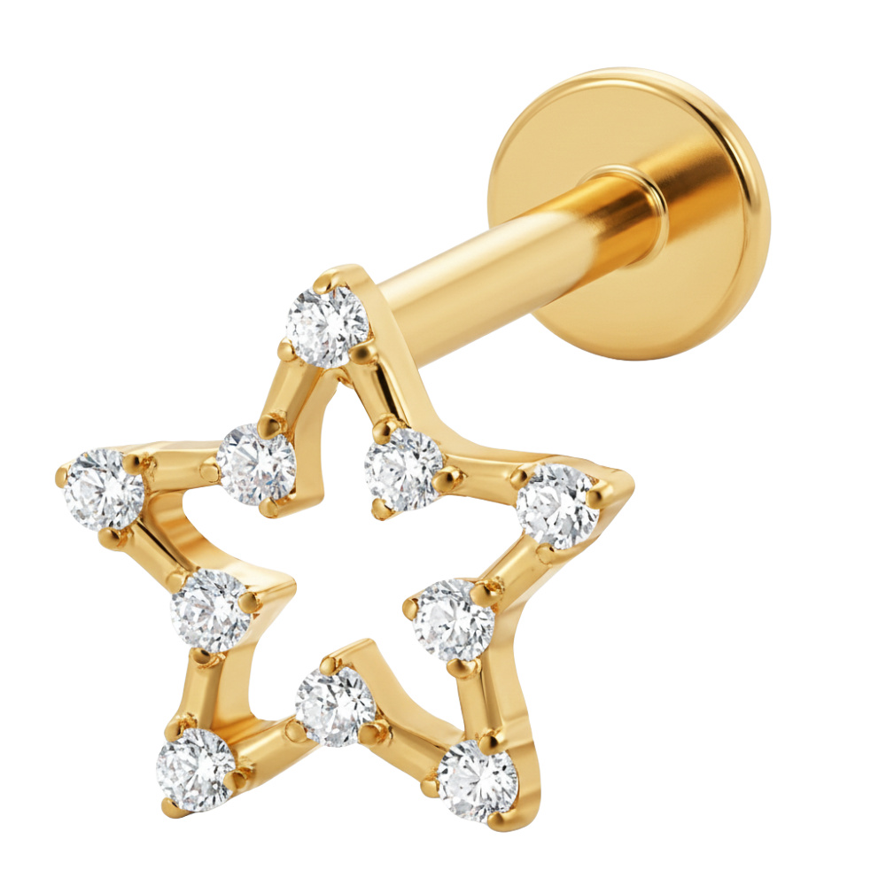 Titanium Decoratieve Labret - Zirkoon Ster