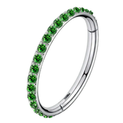Titanium Segmented Clicker With Green Zircons - Circle - Piercing Planet