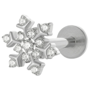 Titanium Decorative Labret - Snowflake with Cubic Zirconia
