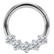 Titanium gesegmenteerde clicker met 5 ronde zirkonia's - cirkel