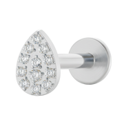Titanium Decoratieve Labret - Traan Met Zirkonia's