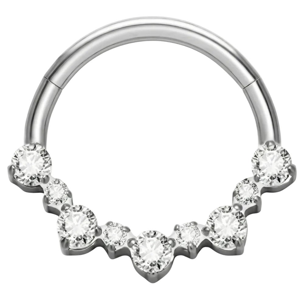 Titanium gesegmenteerde clicker met zirkonen en diamanten - strik - piercingplaneet