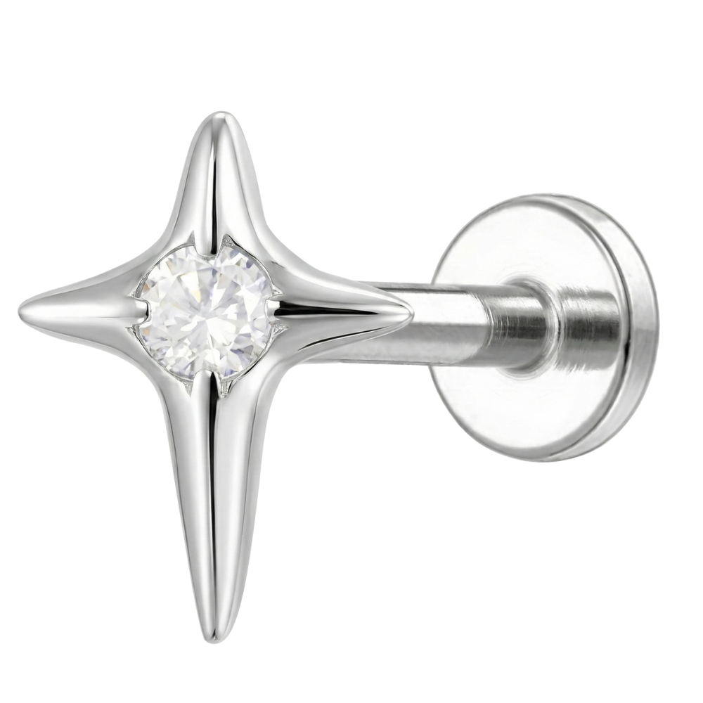 Titanium Decoratieve Labret - Ster Met Zirkonia