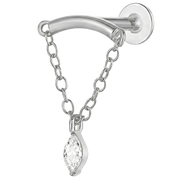 Titanium Decorative Labret - Arch with Chain and Cubic Zirconia