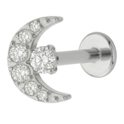 Titanium Decorative Labret - Moon with Cubic Zirconia