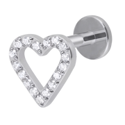 Titanium Decoratieve Labret - Glanzend Hart Met Zirkonia's