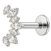 Titanium Decoratieve Labret - Blad van 7 Zirkonia's
