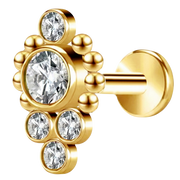 Titanium Decoratieve Labret - Cascade Met Zirkonia's en Ballen