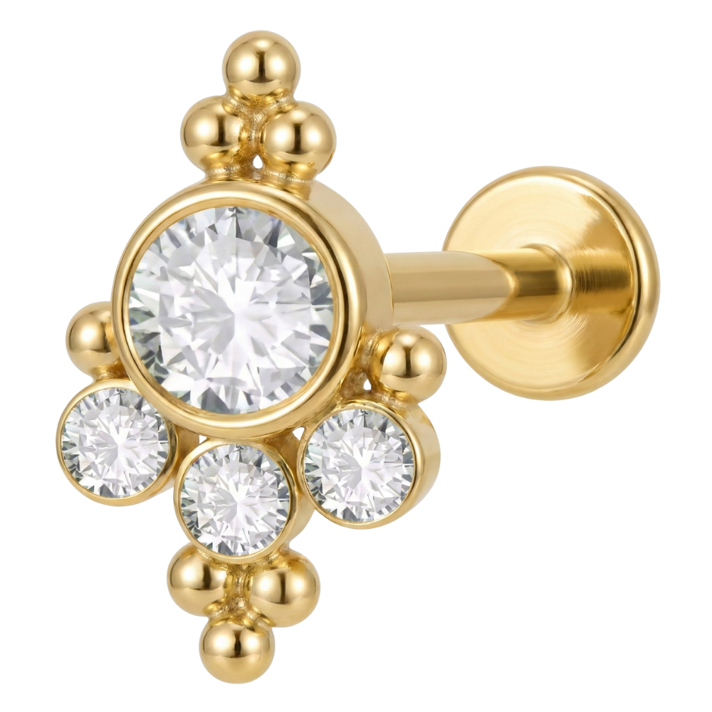 Titanium decoratieve Labret - ballen en strass steentjes