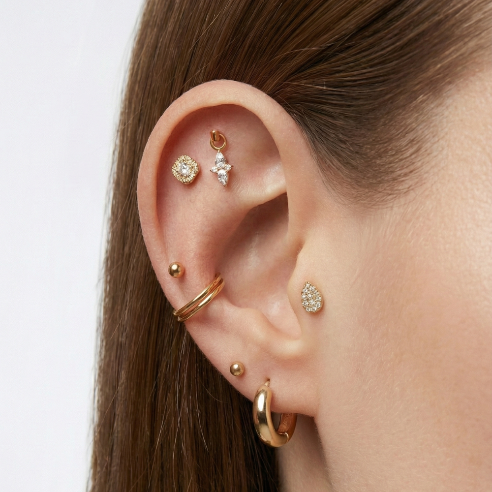 Titanium Decorative Labret - Square with Cubic Zirconia