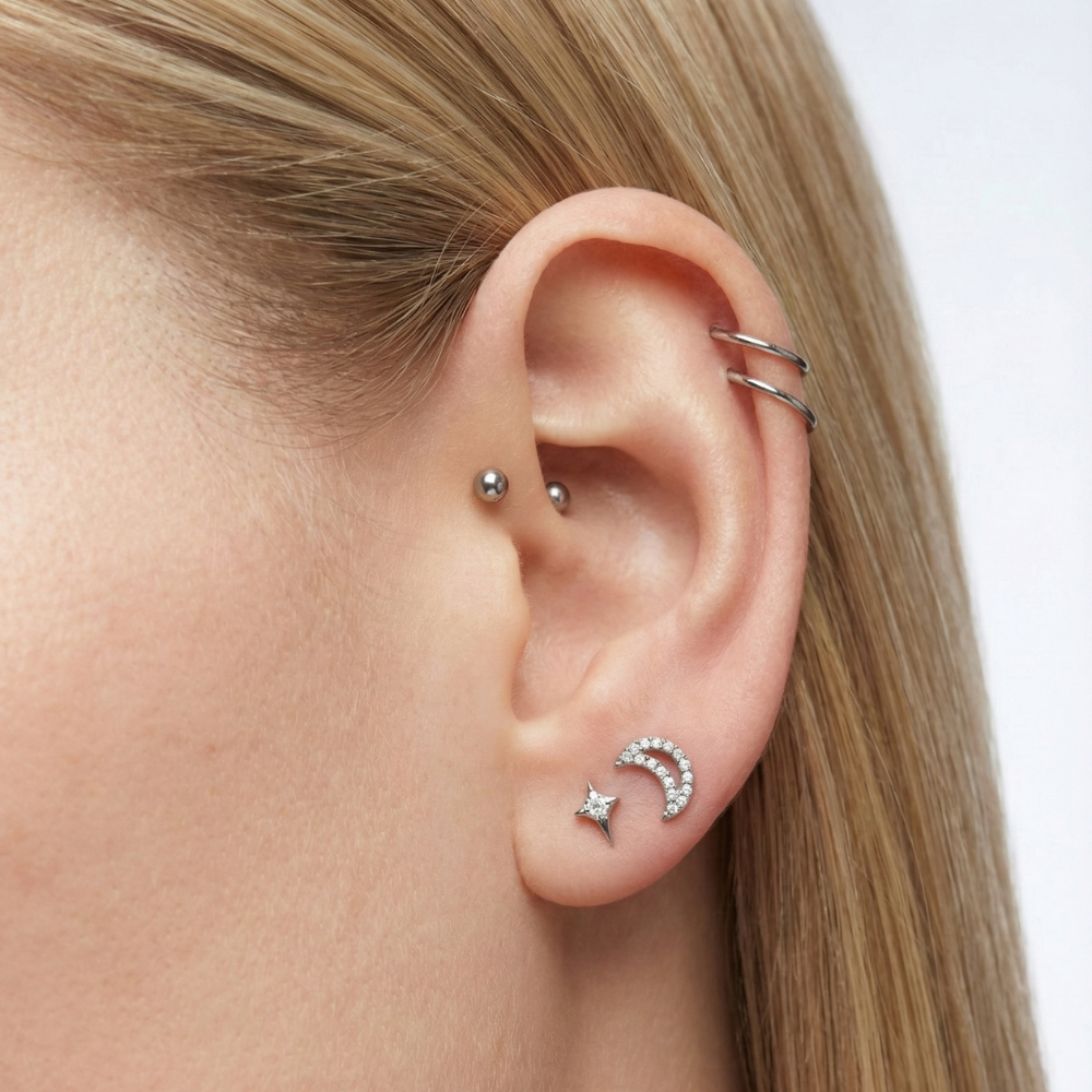 Titanium Decoratieve Labret - Ster Met Zirkonia