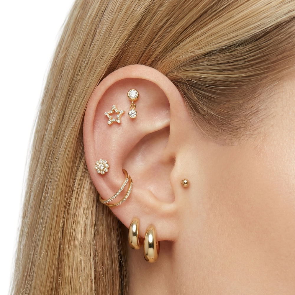 Titanium Decoratieve Labret - Zirkoon Ster