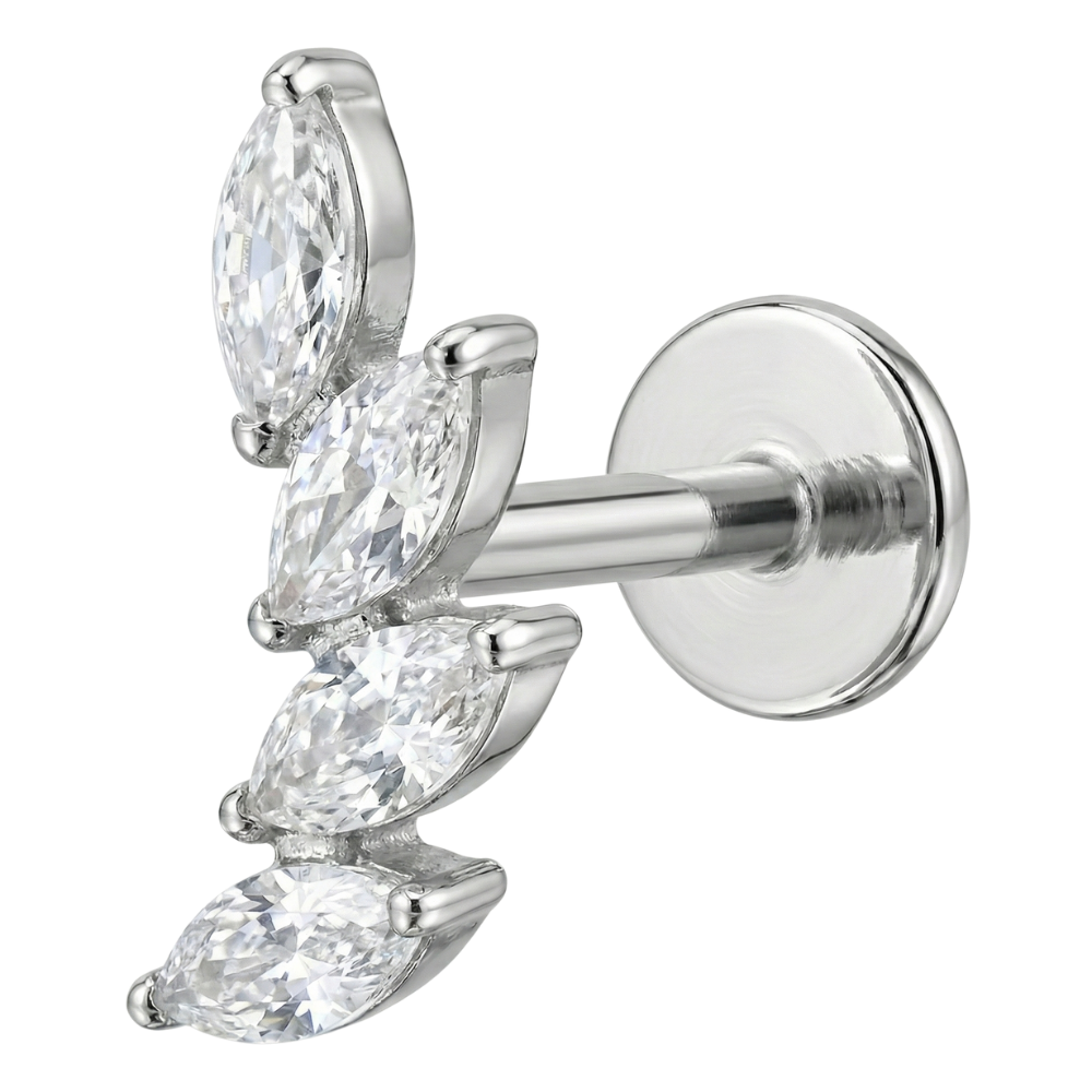 Titanium Decoratieve Labret - Takje Met Zirkonia's