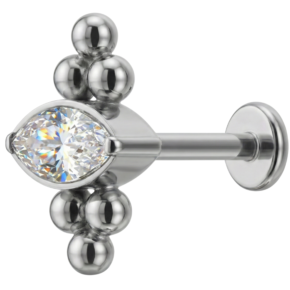 Titanium Decoratieve Labret - Zirkonia Met Ballen