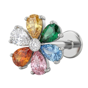 Titanium Decoratieve Labret - Kleurrijke bloemen met zirkonen