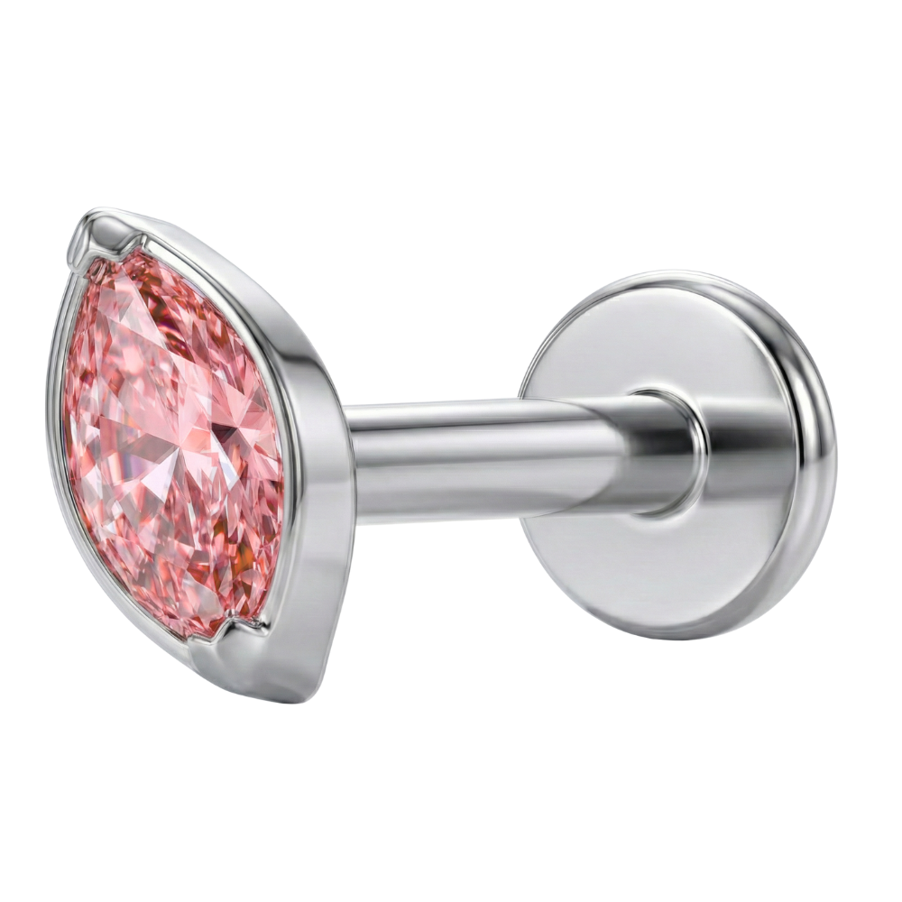 Titanium Decoratieve Labret - Ovaal Met Zirkonia