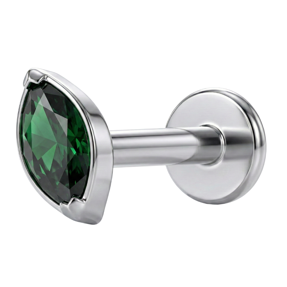 Titanium Decoratieve Labret - Ovaal Met Zirkonia