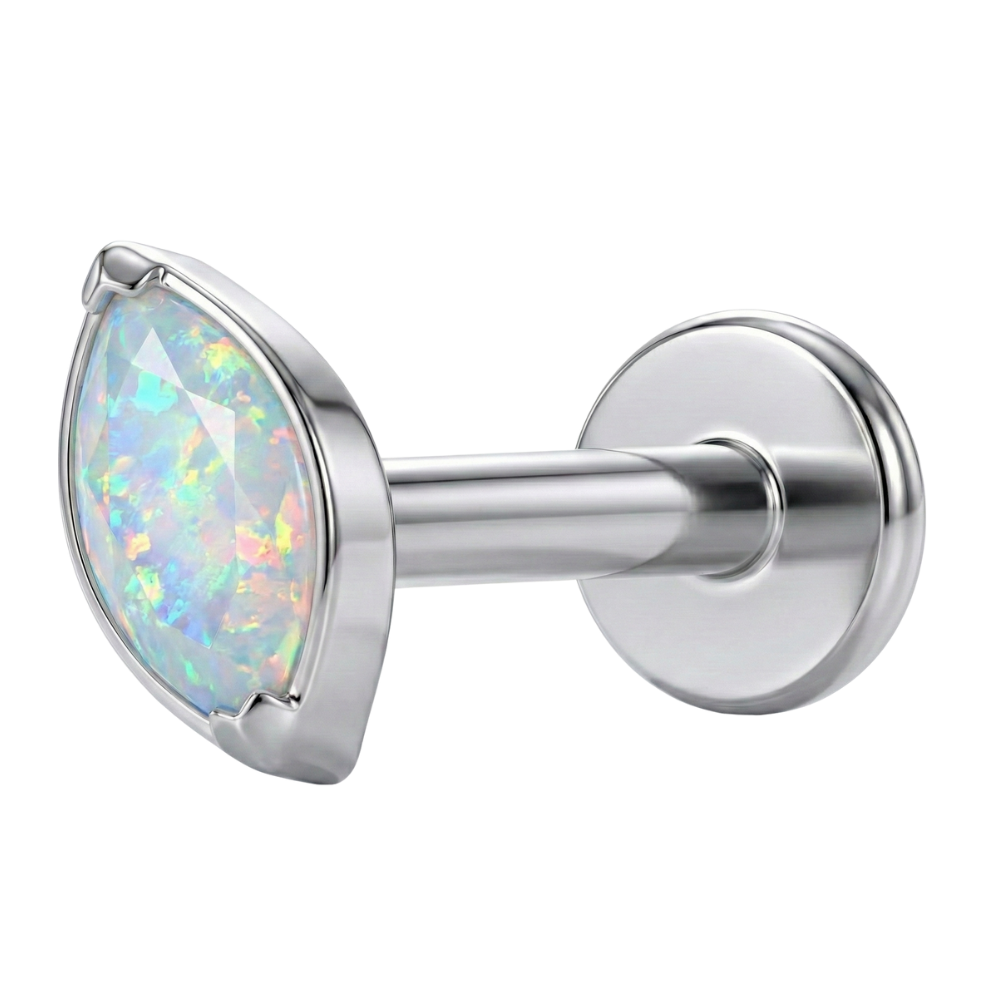 Titanium Decoratieve Labret - Ovaal Met Zirkonia