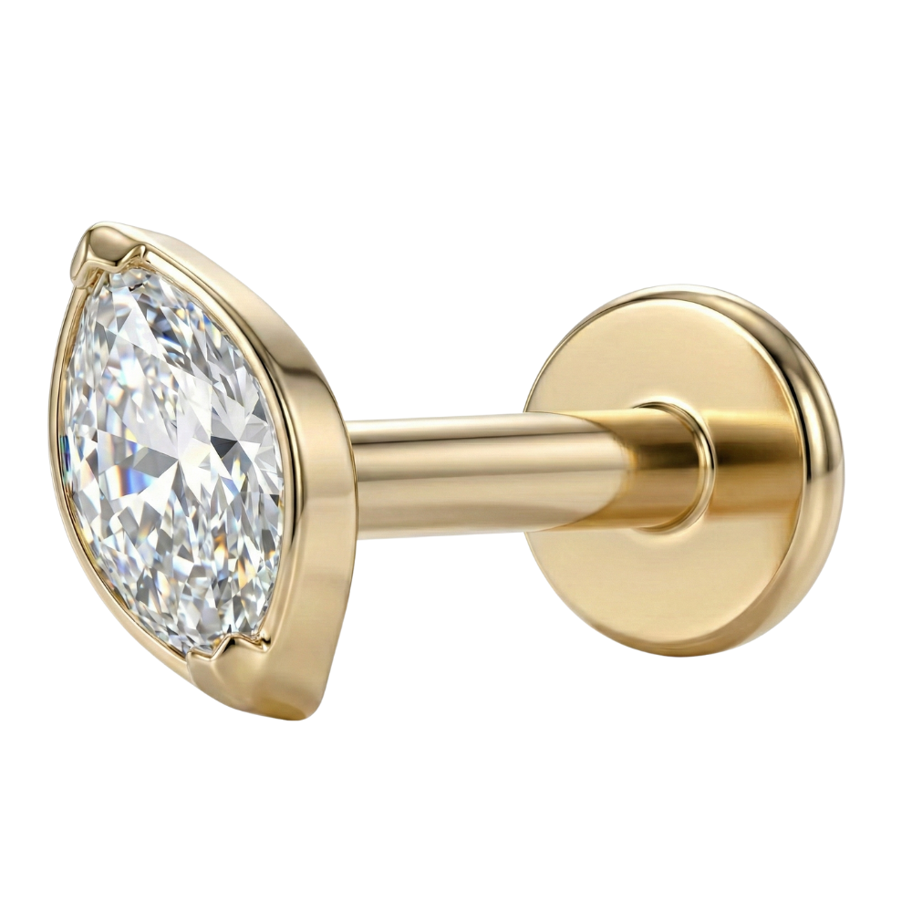 Titanium Decoratieve Labret - Ovaal Met Zirkonia