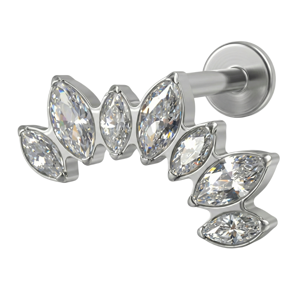 Titanium Decoratieve Labret - Strik Met Zirkonia's