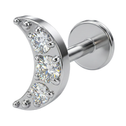 Titanium Decorative Labret - Crescent with Cubic Zirconia