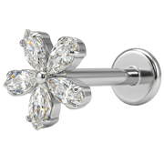 Titanium Decoratieve Labret - Bloem Met Zirkonia's