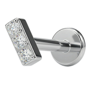Titanium Decorative Labret - Rectangle With Three Cubic Zirconias