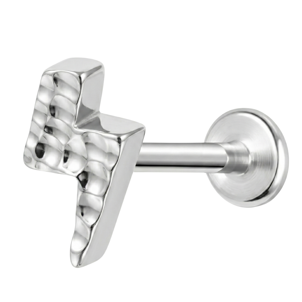Titanium Decorative Labret - Lightning with Structure