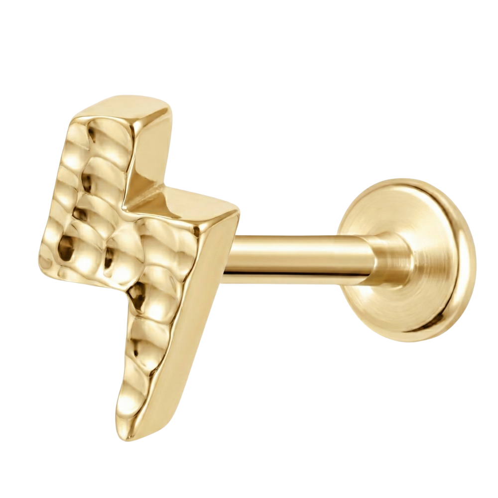 Titanium Decorative Labret - Lightning with Structure