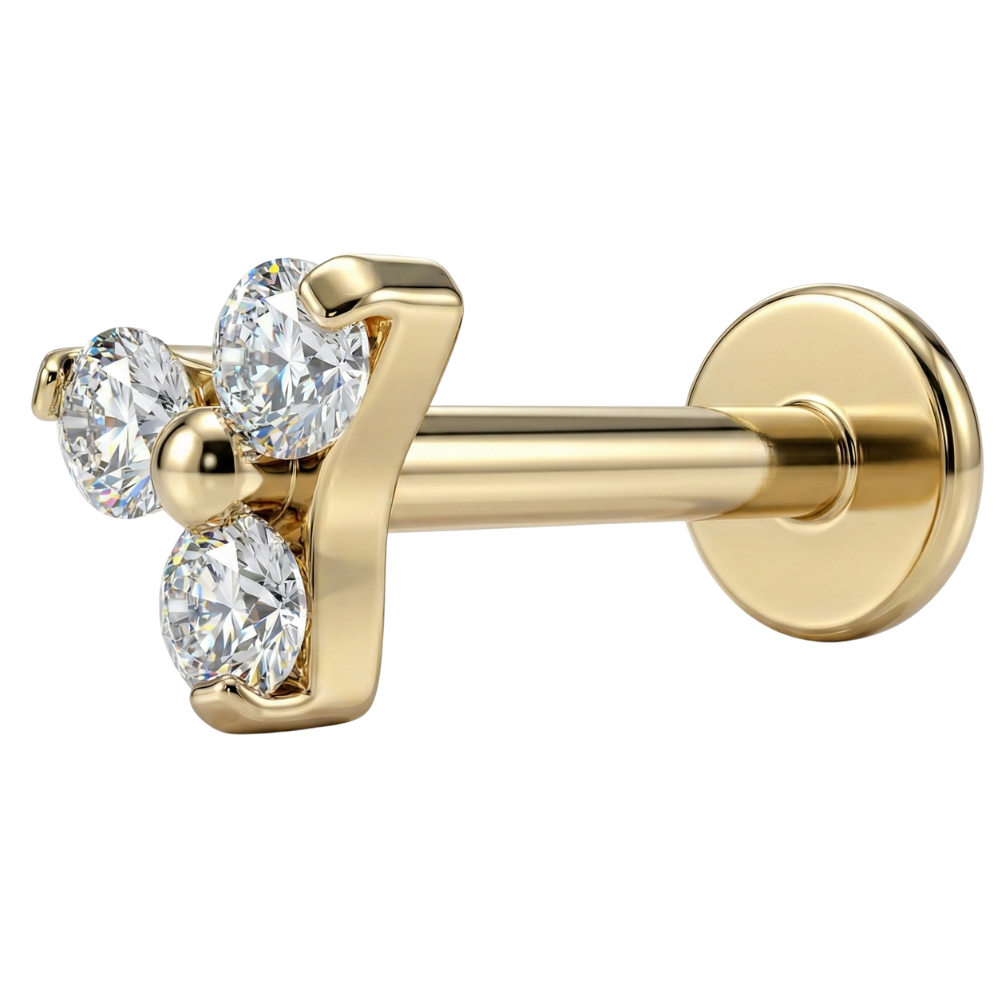 Titanium Decoratieve Labret - Drie Zirkonia's