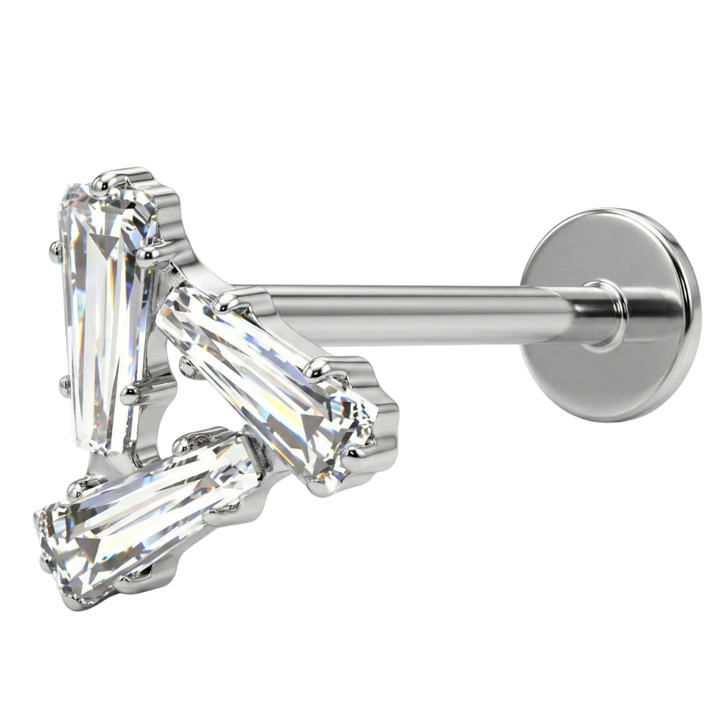Titanium Decoratieve Labret - Driehoek Met Zirkonia's