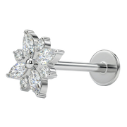 Titanium Decorative Labret - Blooming Flower with Cubic Zirconia