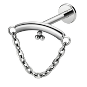 Titanium Decoratieve Labret - Strik Met Ketting