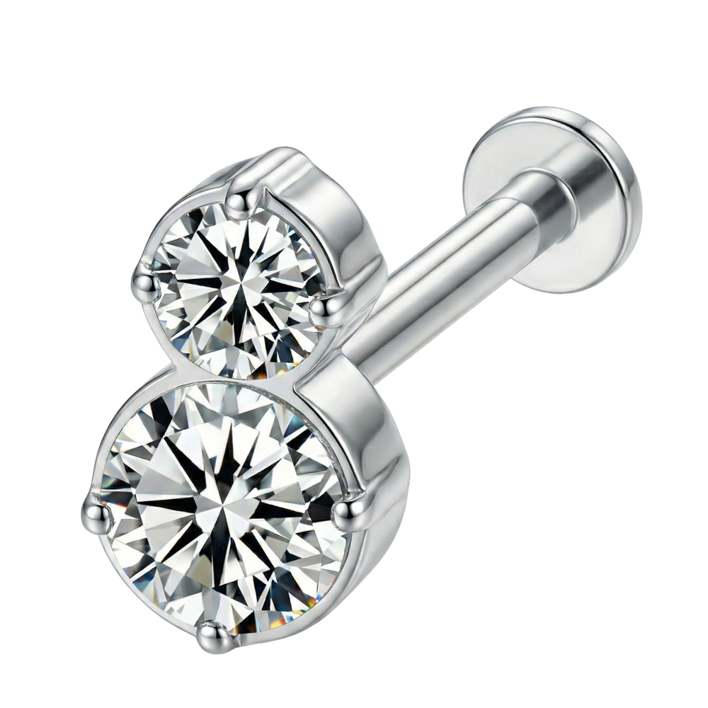 Titanium Decorative Labret - Two Zircons