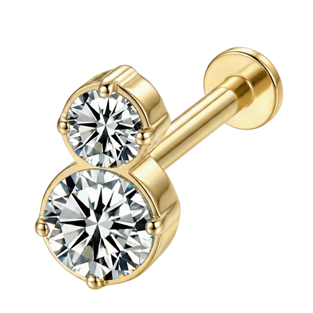 Titanium Decorative Labret - Two Zircons