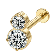 Titanium Decorative Labret - Two Zircons