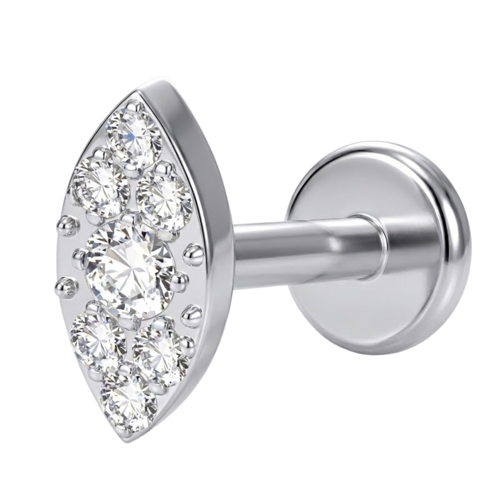 Titanium Decorative Labret - Almond with Cubic Zirconia