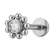 Titanium Decoratieve Labret - Zirkoonbloem Met Ballen