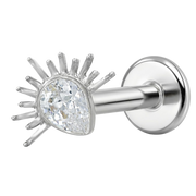Titanium Decorative Labret - Cubic Zirconia With Rays