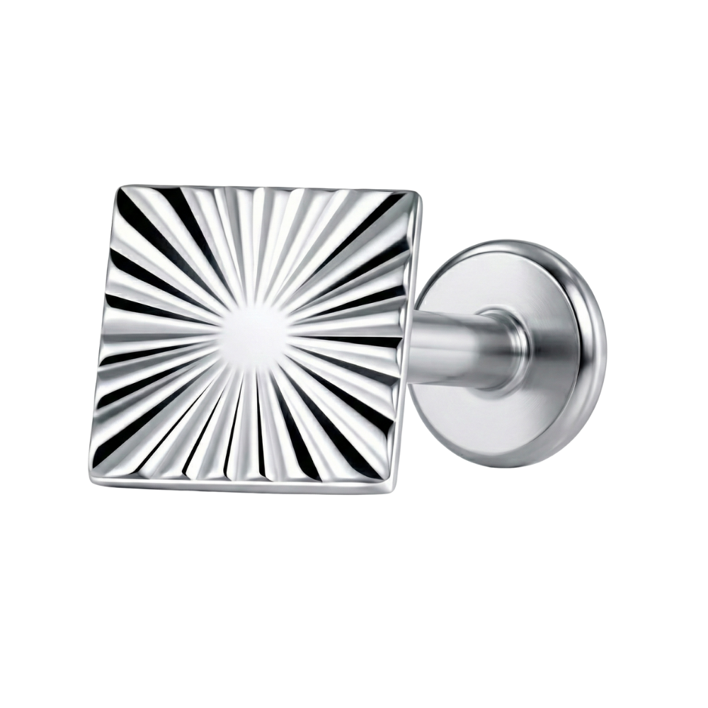 Titanium Decoratief Labret - Gestructureerd Vierkant