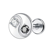 Titanium Decorative Labret - Yin Yang With Cubic Zircons