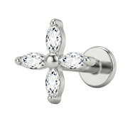 Titanium Decoratieve Labret - Bloem Met Zirkonia Bladeren