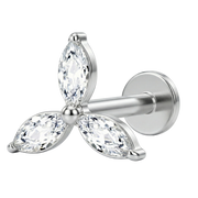 Titanium Decoratieve Labret - Bloem Met Zirkoon