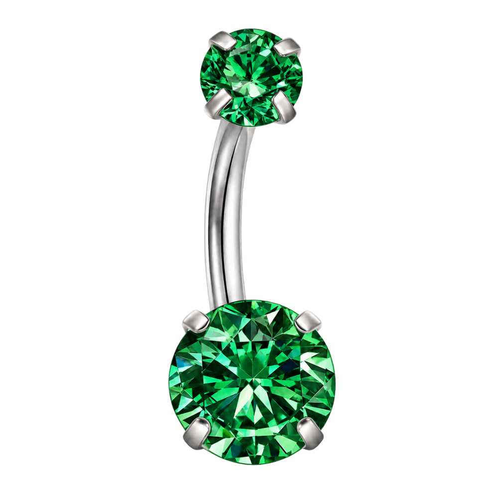 Titanium Navelpiercing - Ronde Zirkonia's