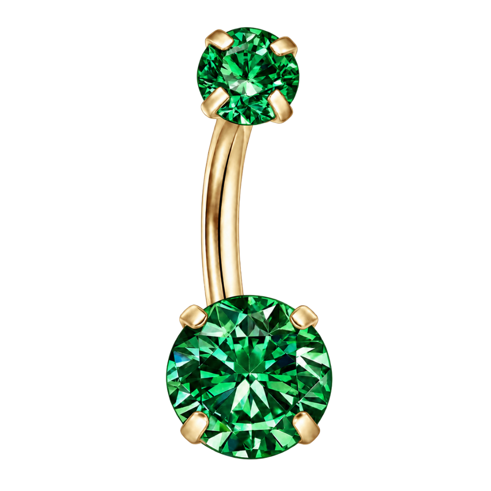 Titanium Navelpiercing - Ronde Zirkonia's